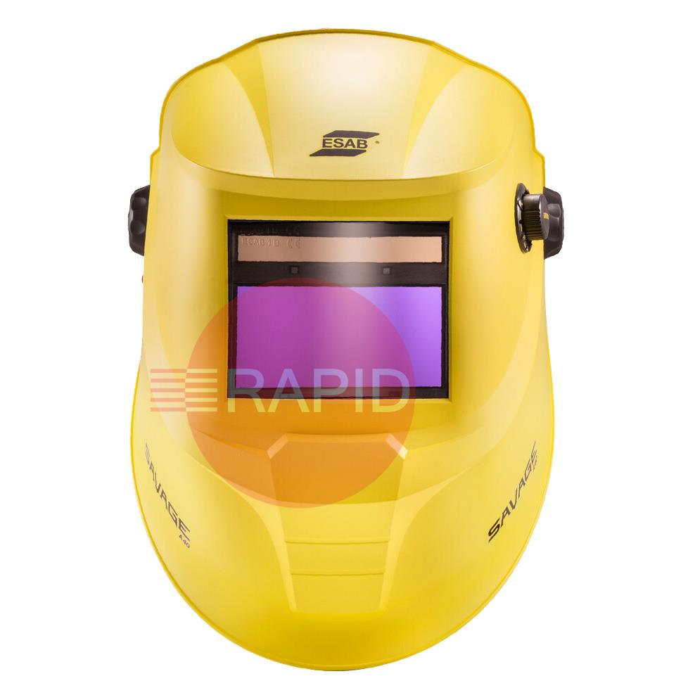 0700000491  ESAB Savage A40 Auto Darkening Welding Helmet, Shades 9-13 - Yellow